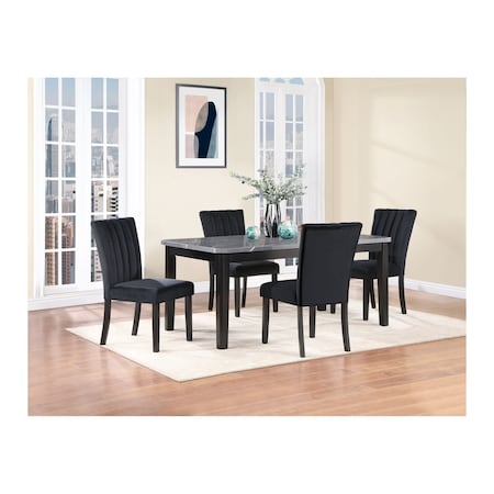 Global Furniture Usa Transitional Marble, Paper D8685 Dining Table + D8685Dc Black 4488